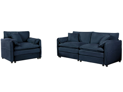 Modern Upholstered Loveseat And Armchair Set With Pillows