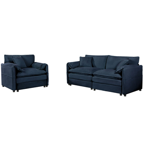 Modern Upholstered Loveseat And Armchair Set With Pillows