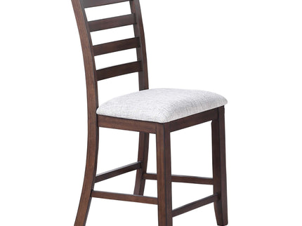 6 Piece Counter Height Dining Set Table With Storage Ladder Back Chairs And Bench - Walnut