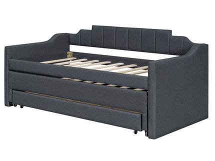 Upholstered Simple Design Daybed With Trundle And 3 Drawers