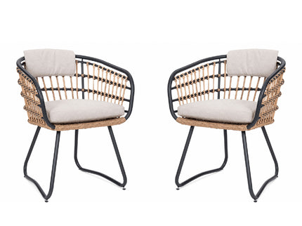 Patio All Weather Armchairs With Cushions (Set of 2) - Beige