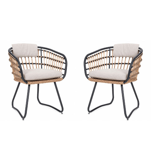 Patio All Weather Armchairs With Cushions (Set of 2) - Beige