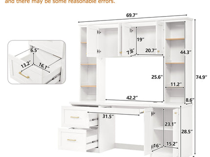Computer Desk With Hutch, Workstation With Desk Grommet & Keyboard Tray
