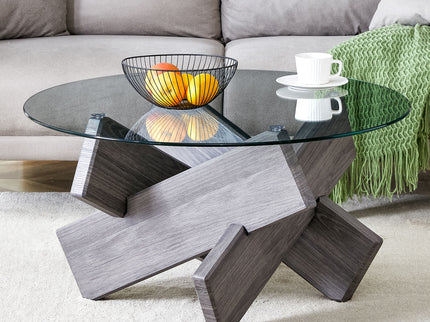 Modern Round Glass Coffee Table With Tempered Glass