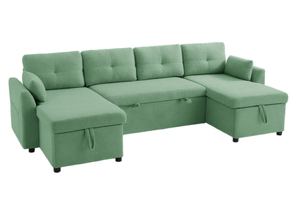 U-Shaped Sectional Sofa Bed With Storage And USB Ports