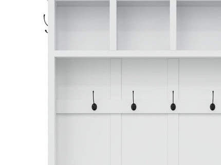 Hall Tree With Storage Bench Mudroom Coat Rack With 6 Hooks