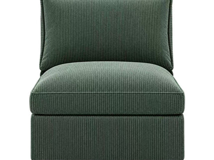 Armless Chair With Design For Living Room - Dark Green