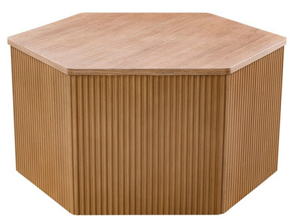 Hexagon Coffee Table With Fluted Design - Natural