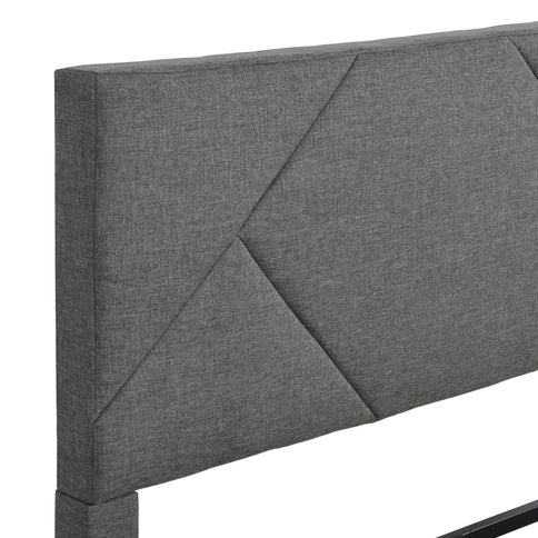 Upholstered Platform Bed Frame With Headboard, Wood Slat Support