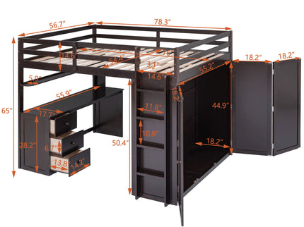 Loft Bed With Drawers, Desk, And Wardrobe