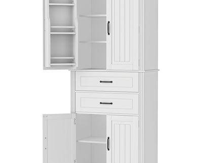Multi Functional Storage Cabinet With Adjustable Shelves, 2 Drawers, Door Shelves