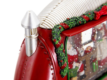 Christmas Plastic / Resin Camper With Mr & Mrs Santa Tea Time LED / Water Spinning / 2 Way Switch, 3*AA Required - Red