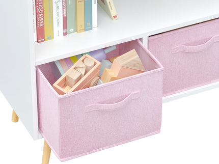 Bookcase With Collapsible Drawers, Book Display Organizer