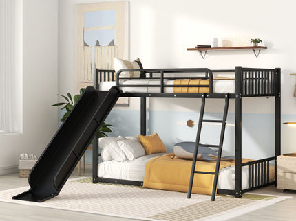 Metal Bunk Bed With Slide, Durable Steel Frame