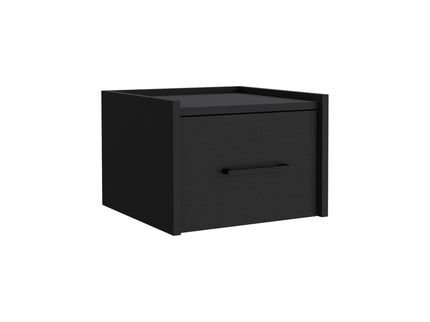 Floating Nightstand, Space Saving Design With Handy Drawer And Surface - Black