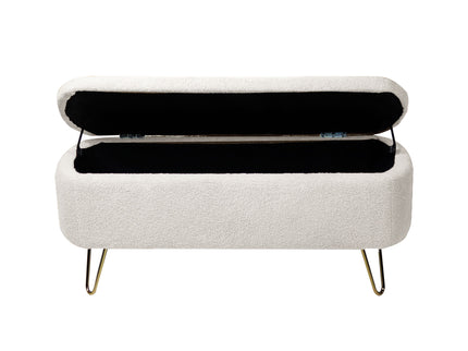 Storage Ottoman Bench For End Of Bed Legs, Modern Camel Faux Fur Entryway Bench Upholstered Padded With Storage For Living Room Bedroom