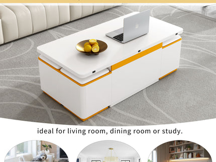 Lift Top Coffee Table With 4 Storage Stools