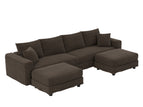 Dark Brown / 3 Pc. Sectional Sofa, 2 Ottomans
