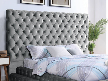 Tufted Oversized Headboard Platform Bed With Fully Upholstered Frame