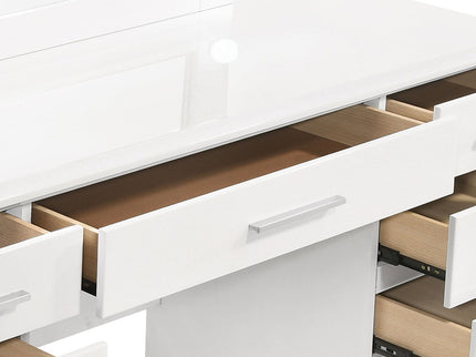 Sarah - 9 Drawer Vanity Desk With Mirror Set - White
