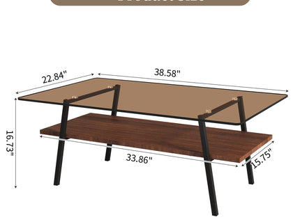Rectangle Coffee Table, Tempered Glass Tabletop Modern Table For Living Room