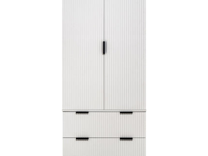 Fluted Kitchen Pantry Cabinet With 2 Large Drawers & 8 Door Spice Rack