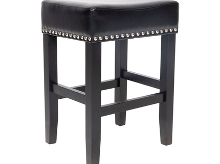 Soltique - Backless Dining Counter Stool With Nailhead Trim (Set of 2)