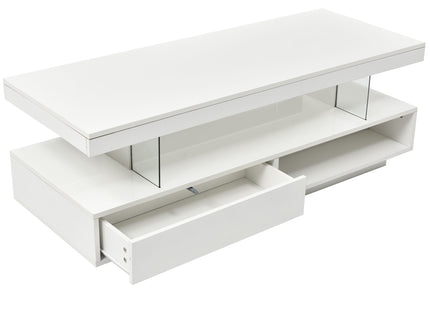 LED Coffee Table With 2 Drawers And Display Shelves