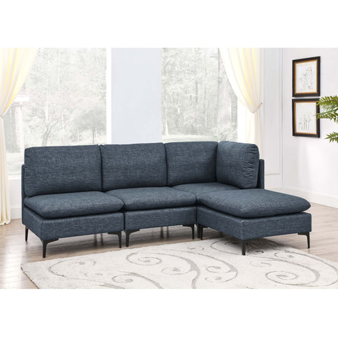 Upholstered Modular Sectional With Tall Legs, Medium Firm Seat
