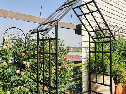 Garden Arch With Bench Turned Into Flower Stand Climbing Plants Support Outdoor - Black