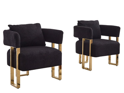 Modern Decorative Chair Teddy Fleece Upholstered And Metal Foot