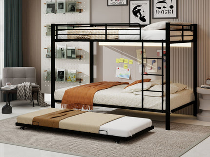 Bunk Bed For Kids, Convertible Frame With Ladders & Guardrail