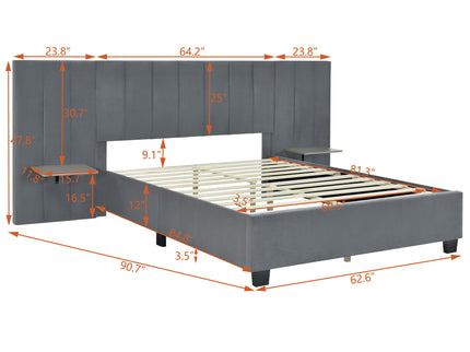 Upholstered Platform Bed With Big Headboard