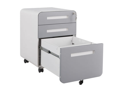 3 Drawer Mobile File Cabinet Under Desk Office, Simple Style Versatile Storage Cabinet For Legal / Letter / A4 Files, 5 Wheel Design Anti-Tilting Cold Rolled Steel Waterproof Moisture-Proof