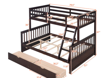 Bunk Bed With Ladders And 2 Storage Drawers