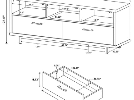 Drawer Storage TV Console With Open Cubbies - White