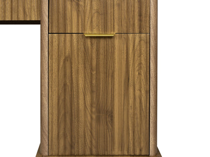 Modern Fluted Office Desk With Storage Cabinet