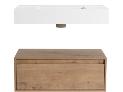 Wall Mounted Bathroom Vanity With Resin Sink And Soft Close Drawer In Imitative - Imitative Oak