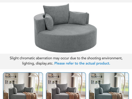 360° Swivel Accent Barrel Chair With 3 Removable Pillows For Living Room