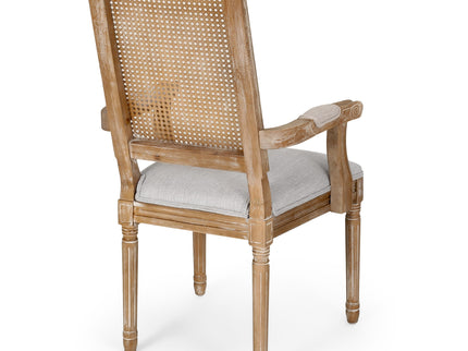 Elegant French Country Style Dining Chair With Cane Backrest