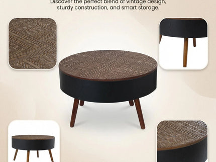 Round Coffee Table With Storage Function For Living Rooms