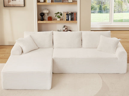 Modular Sectional With Arched Armrests, Includes 3 Back Cushions & 2 Throw Pillows