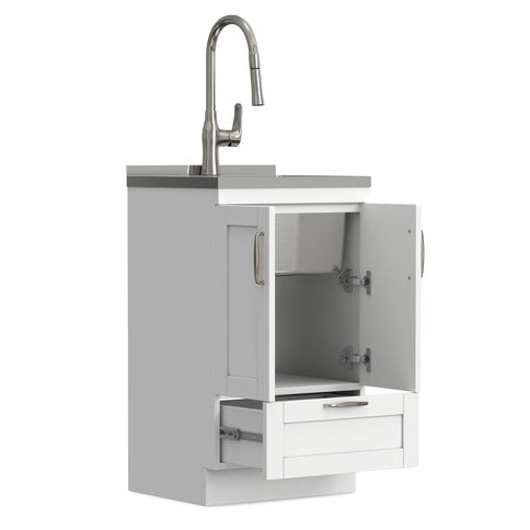 Reed - Deluxe Laundry Cabinet With Pull-Out Faucet And Stainless Steel Sink