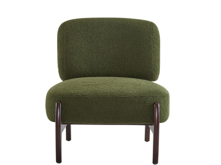 Modern Boucle Lounge Chair With Solid Wood Fram