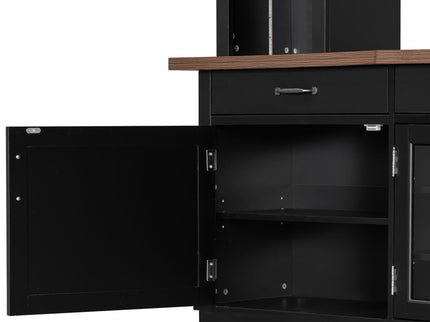 Extra Long TV Stand With 7 Color LED Lights, Adjustable Shelves & Storage Cabinets