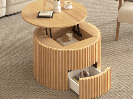 Round Lift Top Coffee Table With Hidden Storage For Living Room