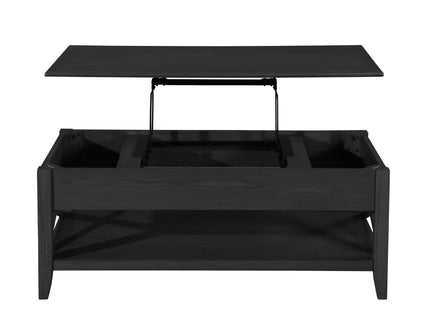 Decatur - Farmhouse Lift Top Coffee Table With Storage - Black / Ash