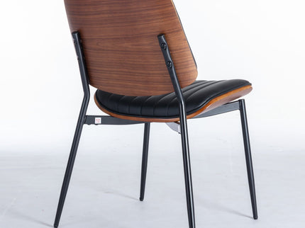 Dining Chairs (Set of 2) Mid-Century Modern Retro Chair With Walnut Bentwood Back Upholstered Seat Metal Legs Adjustable Foot For Kitchen Dining Room Chairs