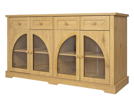 Sideboard Cabinet With 4 Drawers And 4 Arched Glass Doors