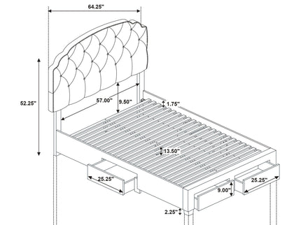 4 Drawer Upholstered Storage Bed With Button Tufting